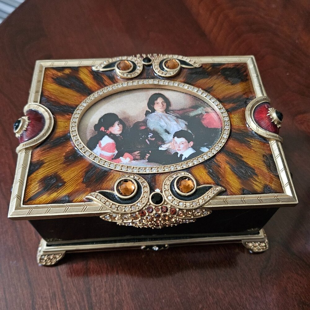 RARE 2n1 JAY STRONGWATER TORTOISE JUNGLE ENAMEL CRYSTAL JEWELRY PHOTO BOX OBJET